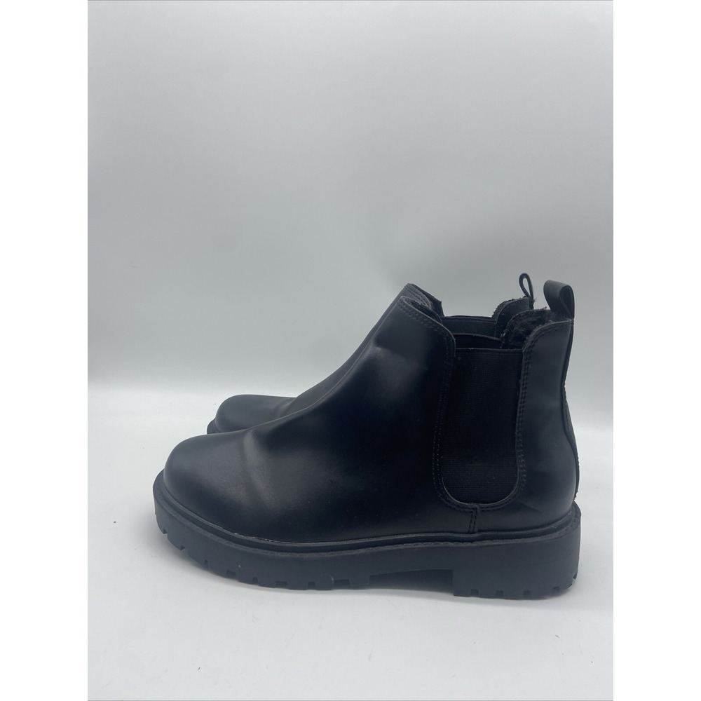H&M Divided Women Faux Leather Black‎ Chunky Sole Ankle Boots Size 37